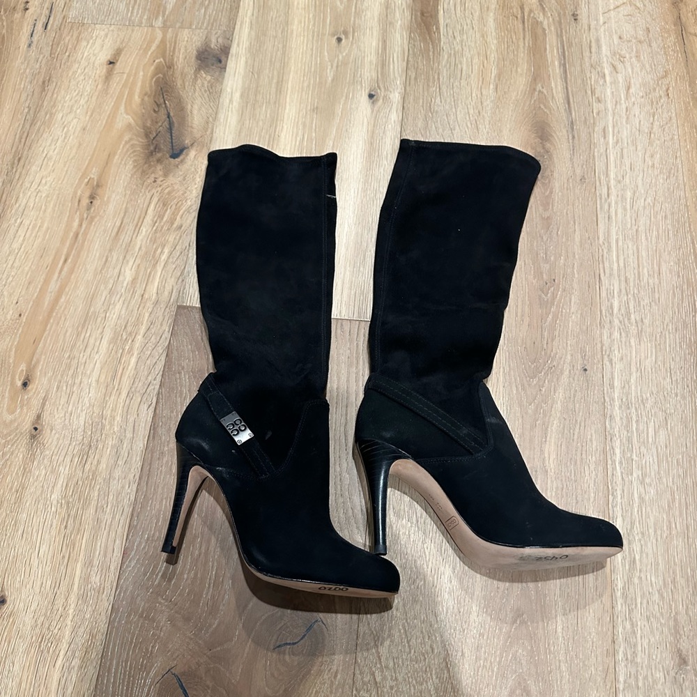 Coach knee high suede heeled boots